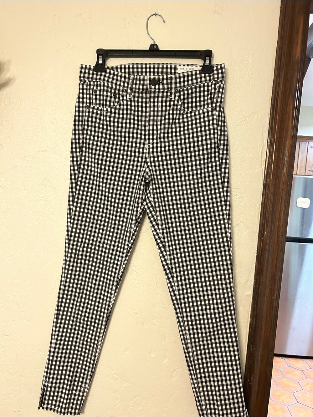 rag & bone Black and White Gingham Ankle Jeans